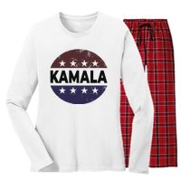 Vintage Kamala Harris 2024 For President Election Campaign Women's Long Sleeve Flannel Pajama Set 