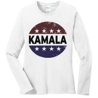 Vintage Kamala Harris 2024 For President Election Campaign Ladies Long Sleeve Shirt