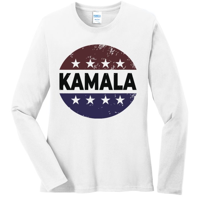 Vintage Kamala Harris 2024 For President Election Campaign Ladies Long Sleeve Shirt