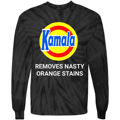 Vote Kamala Harris 2024 Removes Nasty Orange Stains Funny Tie-Dye Long Sleeve Shirt