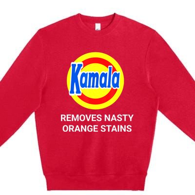 Vote Kamala Harris 2024 Removes Nasty Orange Stains Funny Premium Crewneck Sweatshirt