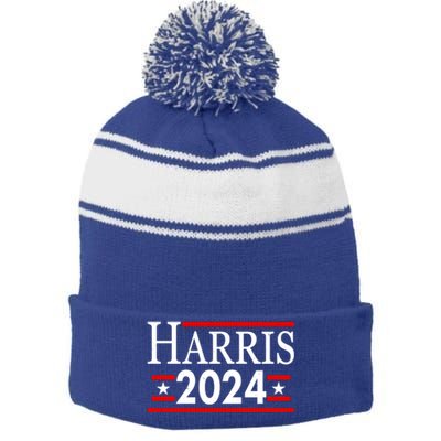 Vote Kamala Harris 2024 Election Stripe Pom Pom Beanie