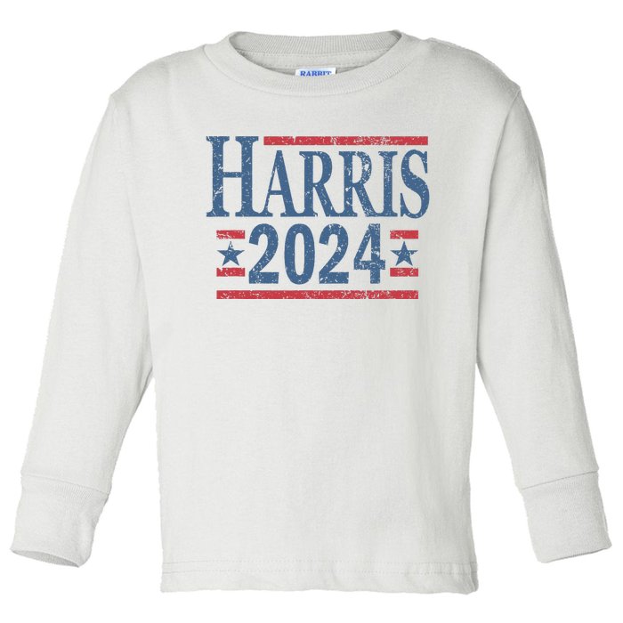 Vintage Kamala Harris 2024 Toddler Long Sleeve Shirt