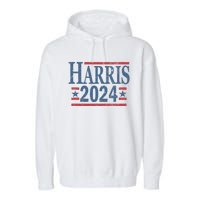 Vintage Kamala Harris 2024 For President Election Campaign Garment-Dyed Fleece Hoodie