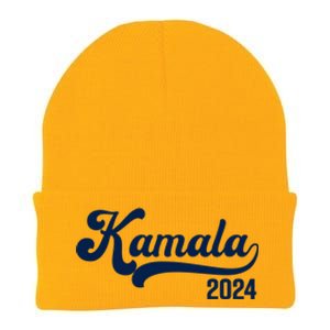 Vote Kamala Harris 2024 Retro Varsity Midnight Blue Knit Cap Winter Beanie