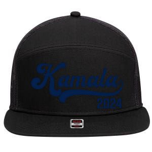 Vote Kamala Harris 2024 Retro Varsity Midnight Blue 7 Panel Mesh Trucker Snapback Hat