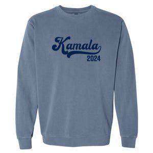 Vote Kamala Harris 2024 Retro Varsity Midnight Blue Garment-Dyed Sweatshirt