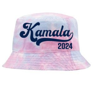 Vote Kamala Harris 2024 Retro Varsity Midnight Blue Tie-Dyed Bucket Hat