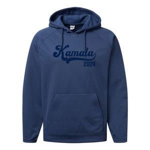 Vote Kamala Harris 2024 Retro Varsity Midnight Blue Performance Fleece Hoodie