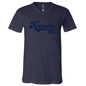 Vote Kamala Harris 2024 Retro Varsity Midnight Blue V-Neck T-Shirt