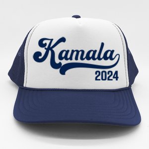 Vote Kamala Harris 2024 Retro Varsity Midnight Blue Trucker Hat