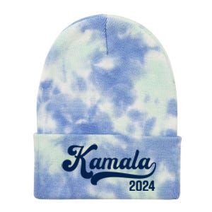 Vote Kamala Harris 2024 Retro Varsity Midnight Blue Tie Dye 12in Knit Beanie