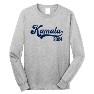 Vote Kamala Harris 2024 Retro Varsity Midnight Blue Long Sleeve Shirt