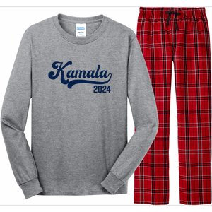 Vote Kamala Harris 2024 Retro Varsity Midnight Blue Long Sleeve Pajama Set