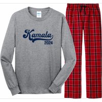 Vote Kamala Harris 2024 Retro Varsity Midnight Blue Long Sleeve Pajama Set