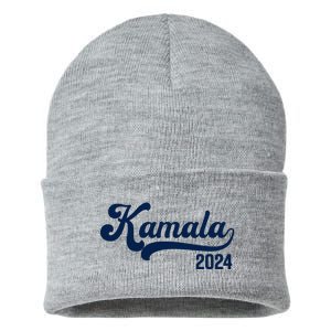 Vote Kamala Harris 2024 Retro Varsity Midnight Blue Sustainable Knit Beanie