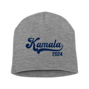 Vote Kamala Harris 2024 Retro Varsity Midnight Blue Short Acrylic Beanie