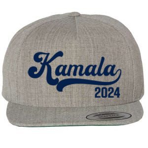 Vote Kamala Harris 2024 Retro Varsity Midnight Blue Wool Snapback Cap