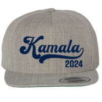 Vote Kamala Harris 2024 Retro Varsity Midnight Blue Wool Snapback Cap