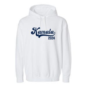 Vote Kamala Harris 2024 Retro Varsity Midnight Blue Garment-Dyed Fleece Hoodie