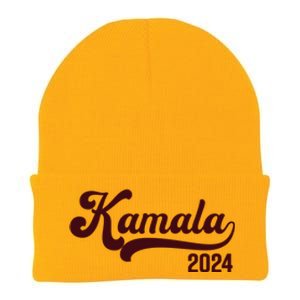 Vote Kamala Harris 2024 Retro Varsity Cardinal Red Knit Cap Winter Beanie