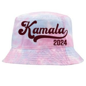 Vote Kamala Harris 2024 Retro Varsity Cardinal Red Tie-Dyed Bucket Hat