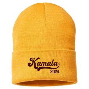 Vote Kamala Harris 2024 Retro Varsity Cardinal Red Sustainable Knit Beanie