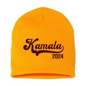 Vote Kamala Harris 2024 Retro Varsity Cardinal Red Short Acrylic Beanie