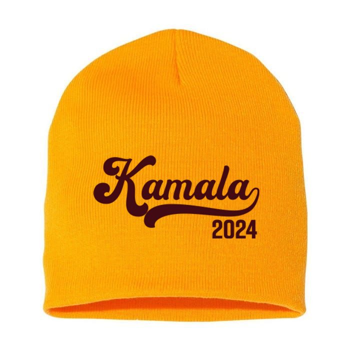 Vote Kamala Harris 2024 Retro Varsity Cardinal Red Short Acrylic Beanie