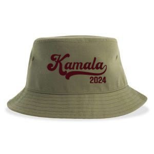 Vote Kamala Harris 2024 Retro Varsity Cardinal Red Sustainable Bucket Hat