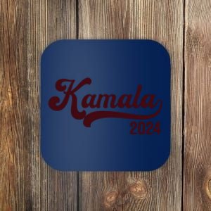 Vote Kamala Harris 2024 Retro Varsity Cardinal Red Coaster