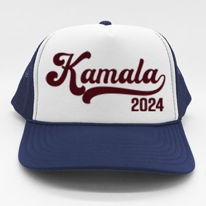 Vote Kamala Harris 2024 Retro Varsity Cardinal Red Trucker Hat