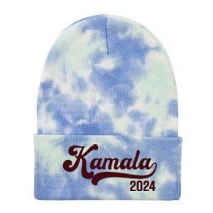 Vote Kamala Harris 2024 Retro Varsity Cardinal Red Tie Dye 12in Knit Beanie