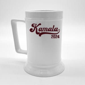 Vote Kamala Harris 2024 Retro Varsity Cardinal Red Beer Stein