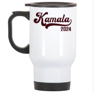 Vote Kamala Harris 2024 Retro Varsity Cardinal Red Stainless Steel Travel Mug