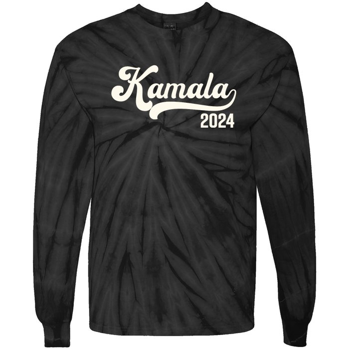 Vote Kamala Harris 2024 Retro Varsity Vintage Tie-Dye Long Sleeve Shirt