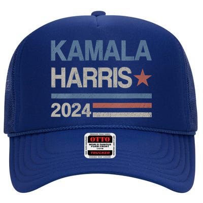 Vintage Kamala Harris 2024 For President Election Campaign High Crown Mesh Back Trucker Hat