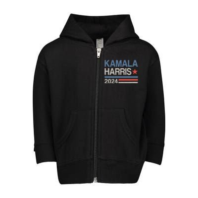 Vintage Kamala Harris 2024 For President Election Campaign Toddler Zip Fleece Hoodie