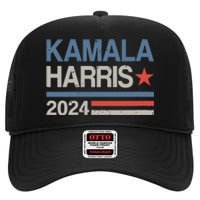 Vintage Kamala Harris 2024 For President Election Campaign High Crown Mesh Back Trucker Hat