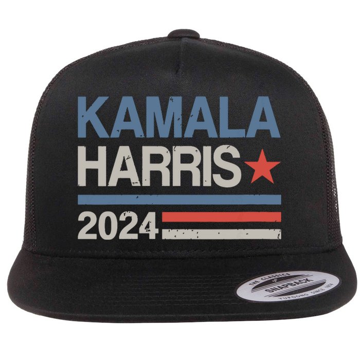 Vintage Kamala Harris 2024 For President Election Campaign Flat Bill Trucker Hat