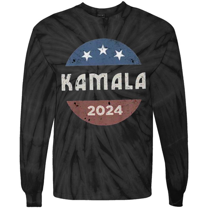 Vintage Kamala Harris 2024 For President Election Tie-Dye Long Sleeve Shirt