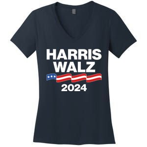 Vote Kamala Harris Tim Walz 2024 Election Women's V-Neck T-Shirt