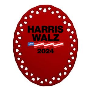 Vote Kamala Harris Tim Walz 2024 Election Ceramic Oval Ornament