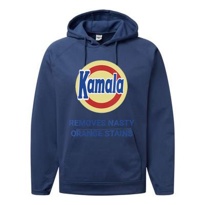 Vote Kamala Harris 2024 Removes Nasty Orange Stains Funny Performance Fleece Hoodie