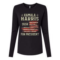 Vintage Kamala Harris 2024 For President Election Campaign Womens Cotton Relaxed Long Sleeve T-Shirt