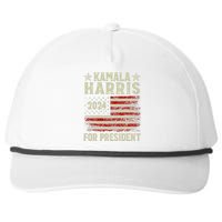 Vintage Kamala Harris 2024 For President Election Campaign Snapback Five-Panel Rope Hat