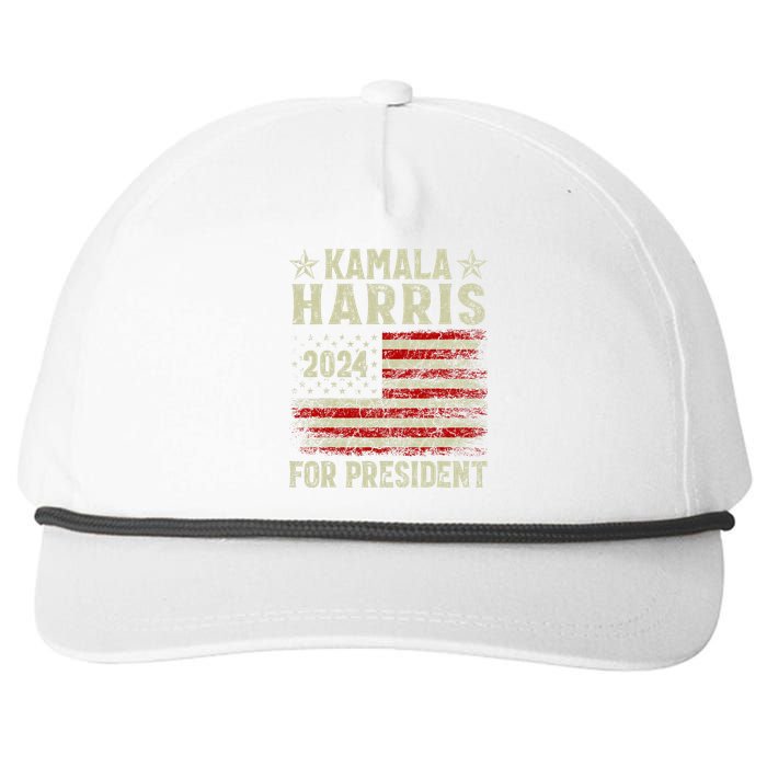 Vintage Kamala Harris 2024 For President Election Campaign Snapback Five-Panel Rope Hat