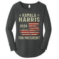 Vintage Kamala Harris 2024 For President Election Campaign Women's Perfect Tri Tunic Long Sleeve Shirt