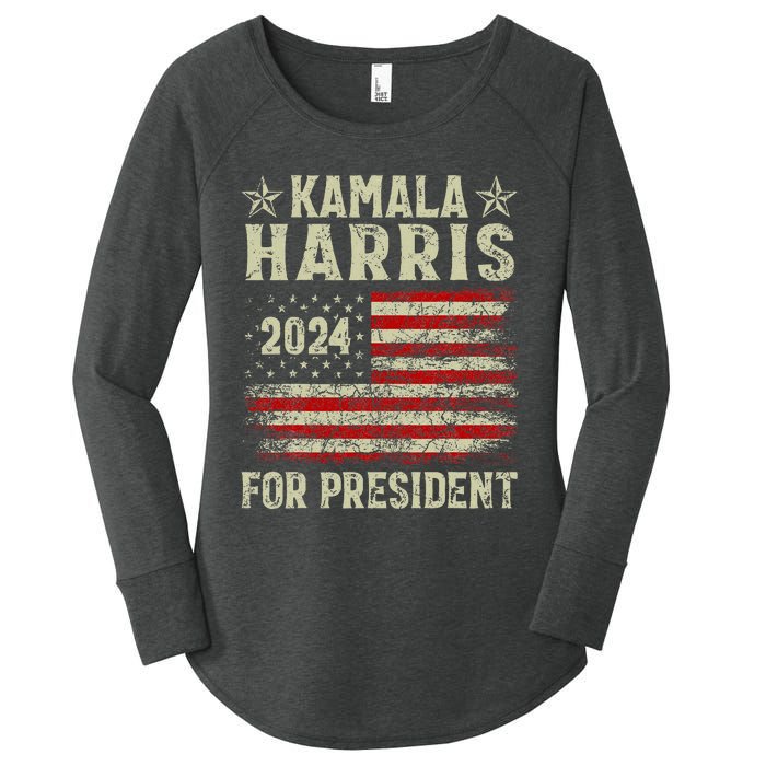 Vintage Kamala Harris 2024 For President Election Campaign Women's Perfect Tri Tunic Long Sleeve Shirt