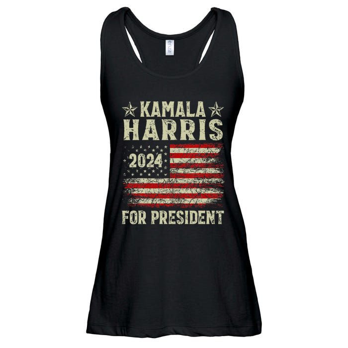 Vintage Kamala Harris 2024 For President Election Campaign Ladies Essential Flowy Tank